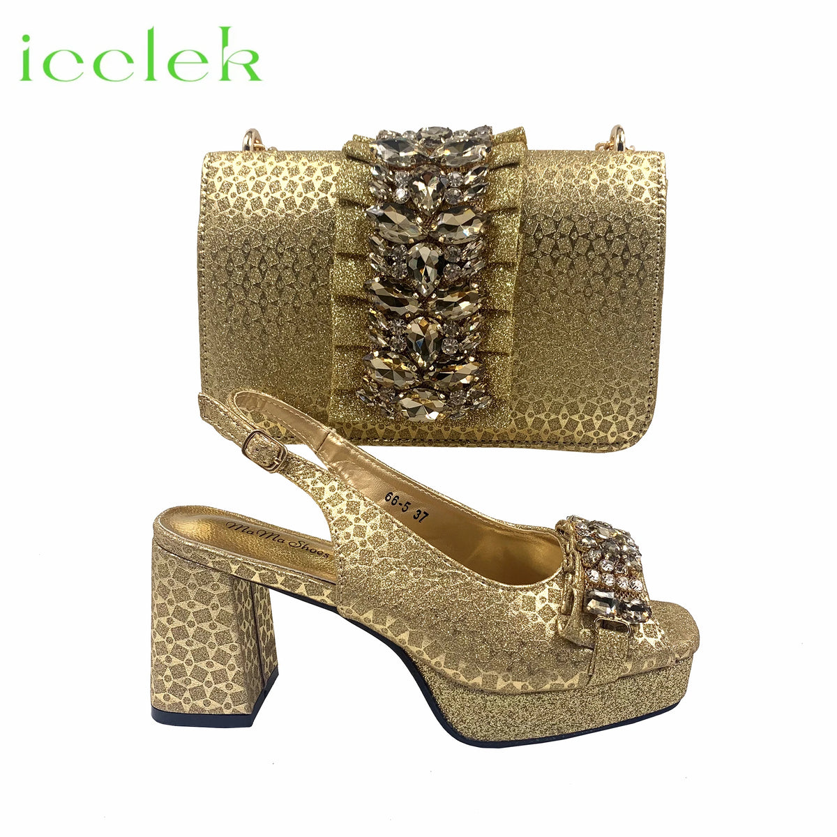 Orange Newest Italian Design Special Synthetic Fabrics Women's Matching Shoe and Bag Set High Heel for Weddings and Parties