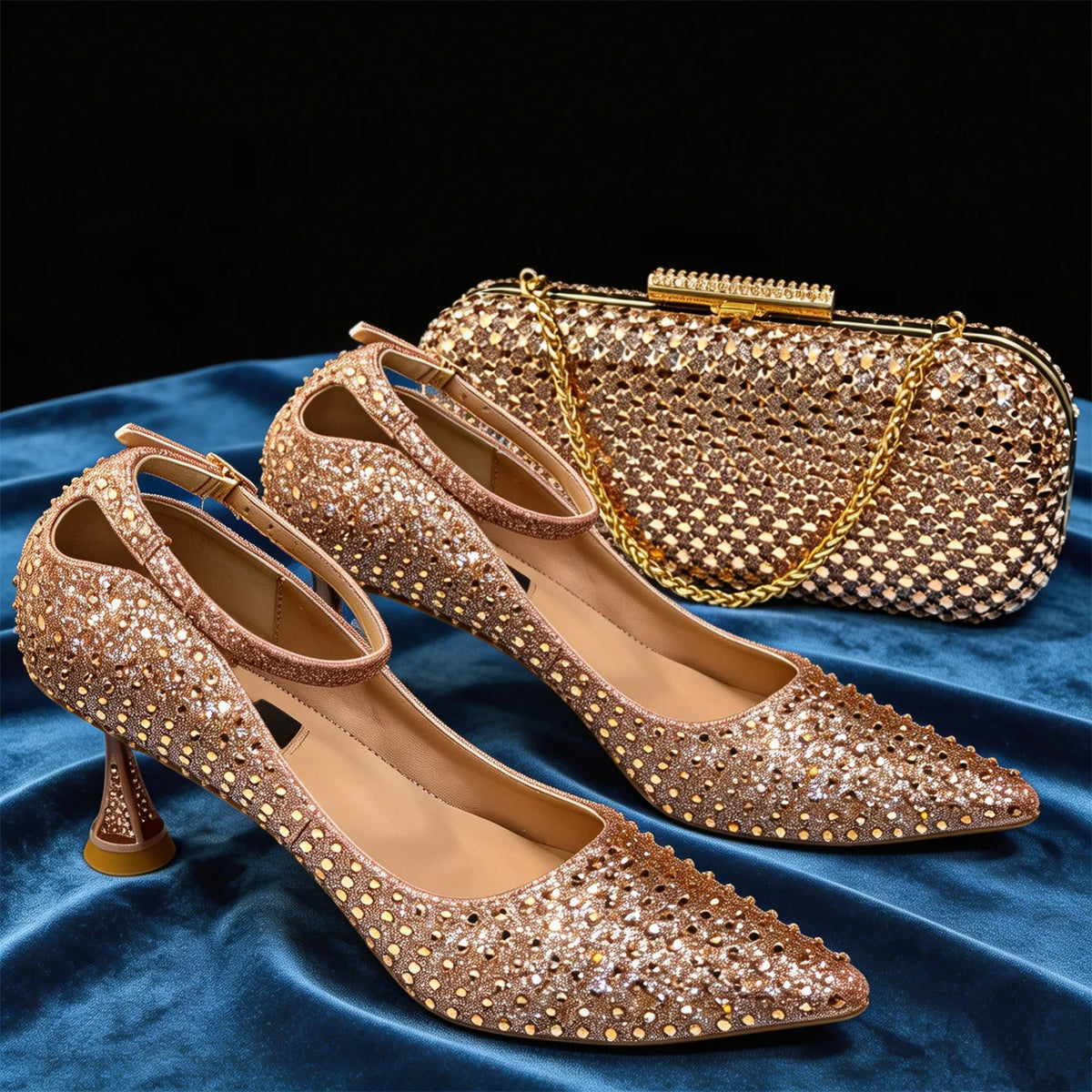 Elegant Light Purple Women's Heels & Handbag Set - Rhinestone-Embellished Shoes for Weddings & Special Occasions - 2026