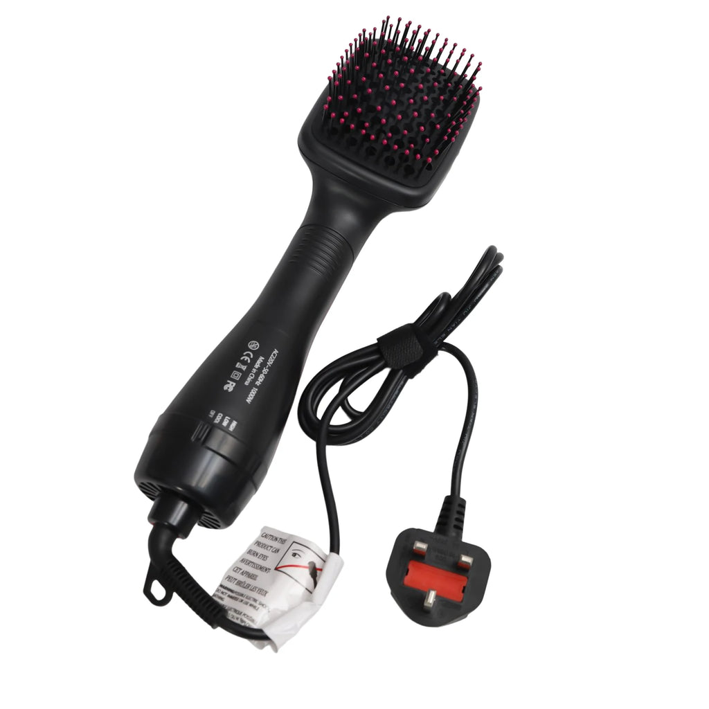 One-Step Hair Dryer and Styler, 1000W Hot Air Hair Straightener Brush, 3-in-1 Hair Drying & Straightening Brush with Adjustable Temperature, Black (UK Plug)