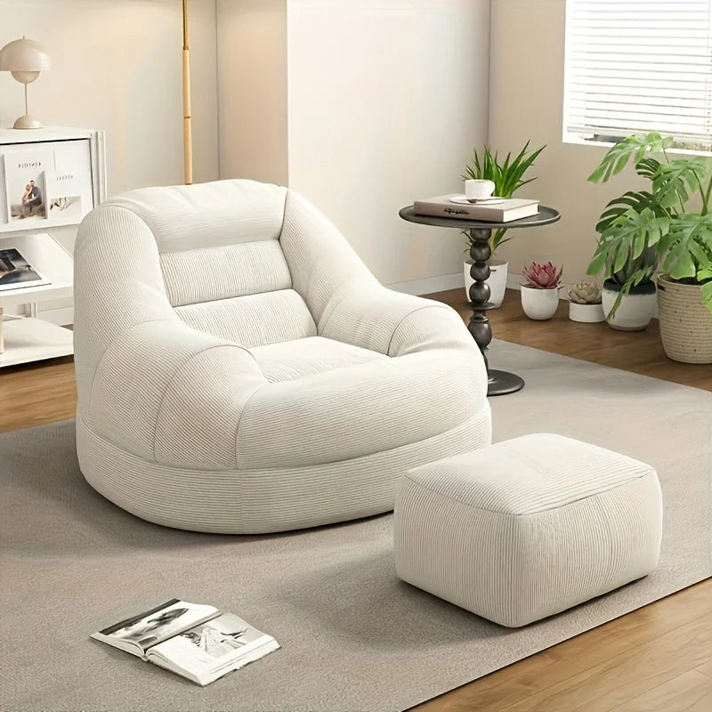 Lazy tatami sofa and footstool, single chair - perfect for bedroom, balcony, small space, living room or office rest,