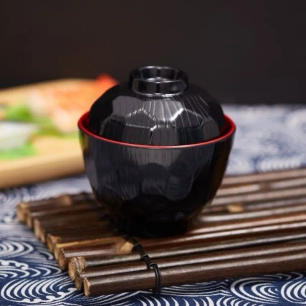 New With Lid Miso Soup Bowl Soup Container Double Color Japanese Rice Bowl Maple Leaf Japanese Flower Bowl Dining Accessories