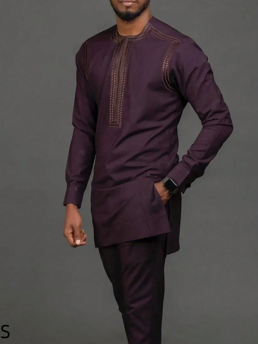 2025 New Elegant Men's Suit African Style Kaftan Embroidery Casual 2 Piece Suit Festive Wedding Traditional Men's Clothing