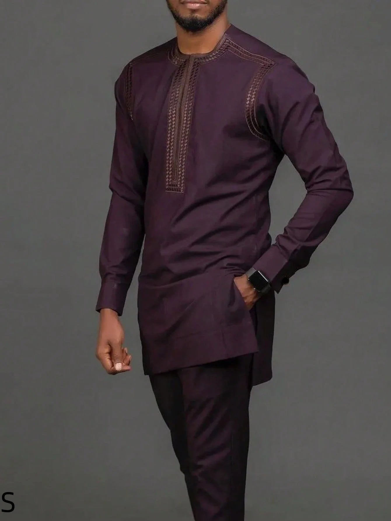 2025 New Elegant Men's Suit African Style Kaftan Embroidery Casual 2 Piece Suit Festive Wedding Traditional Men's Clothing