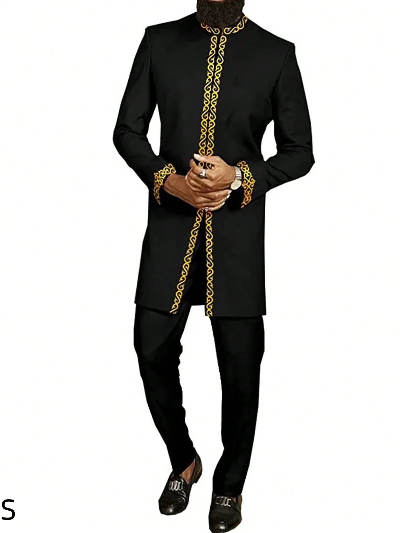 2025 New Elegant Men's Suit African Style Kaftan Embroidery Casual 2 Piece Suit Festive Wedding Traditional Men's Clothing