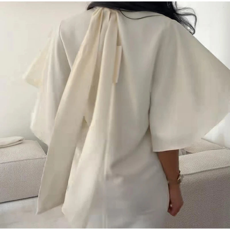 Solid Satin Maxi Dress Women Chic High Neck Batwing Sleeve Front Slit Loose Fit Dresses 2026 Summer Elegant Evening Party Gown