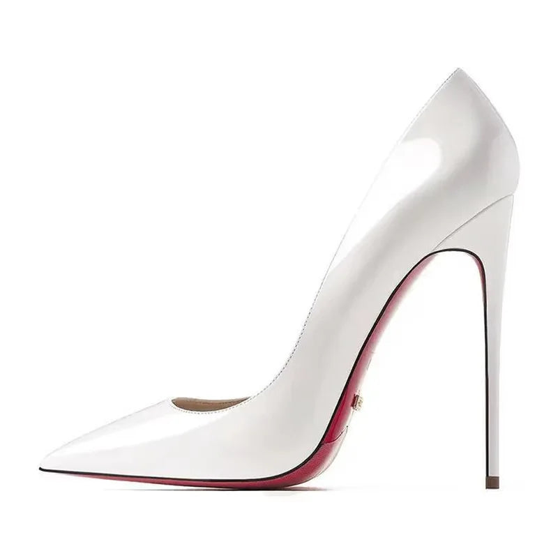 Dress Party Wedding High Heels Plus Size 35-44 Sexy Nude Red Shoes Rubber Bottom Pointed Toe Shallow Women Pumps