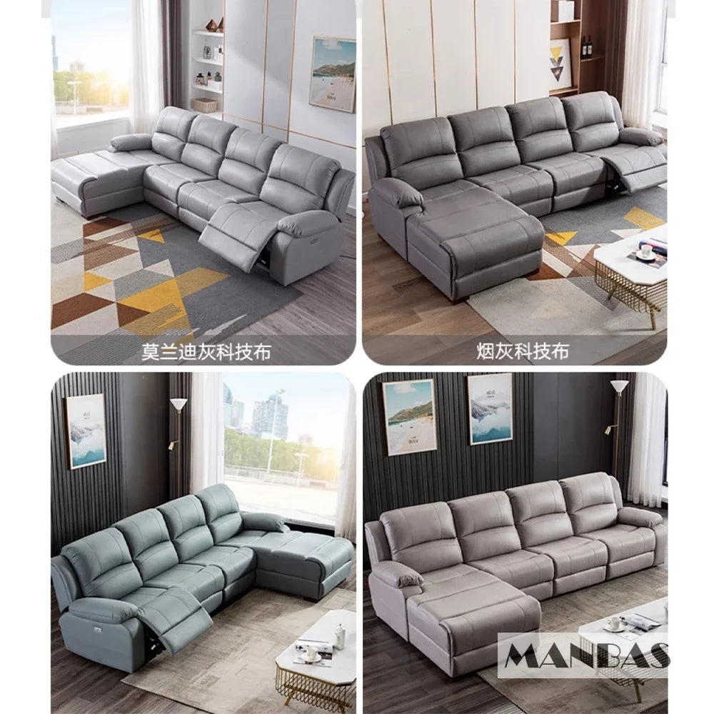 Genuine Leather Manual Electric Recliner Sofa Theater Power Reclining Couch Living Room Cinema Sofas Seating Room Furniture