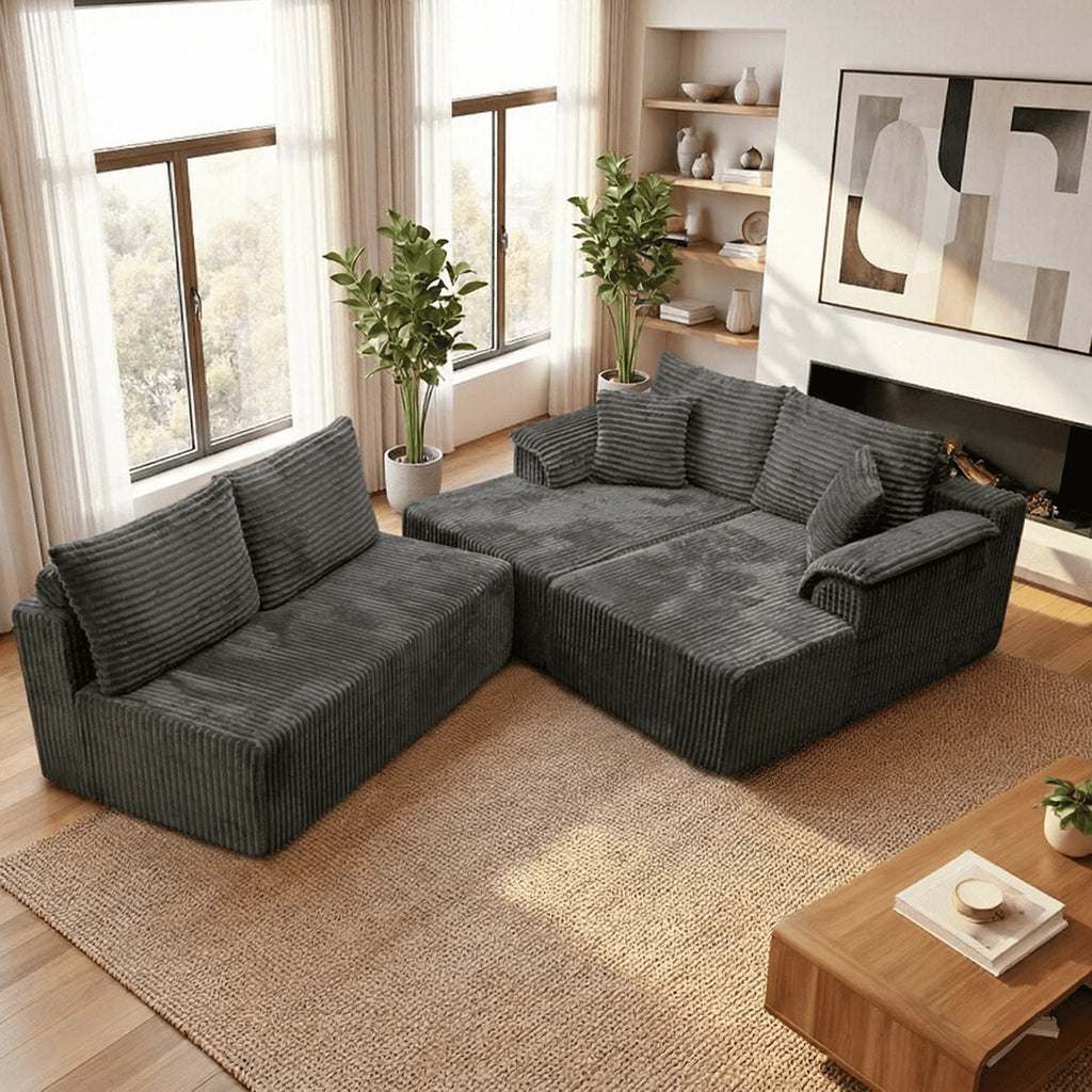 U-shaped Modular Canvas Sofa - Modern Living Room Design - Comfortable - No Assembly Required - Frameless Combination Sofa