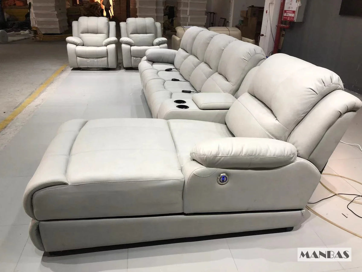 Genuine Leather Manual Electric Recliner Sofa Theater Power Reclining Couch Living Room Cinema Sofas Seating Room Furniture