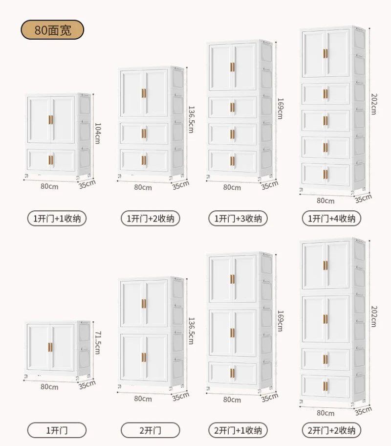 Multi-Layer Folding Storage Cabinet Double Door Wardrobe Closet Large Capacity Organizer Bins Stratification Shelf Containers