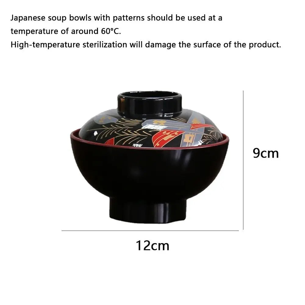 New With Lid Miso Soup Bowl Soup Container Double Color Japanese Rice Bowl Maple Leaf Japanese Flower Bowl Dining Accessories