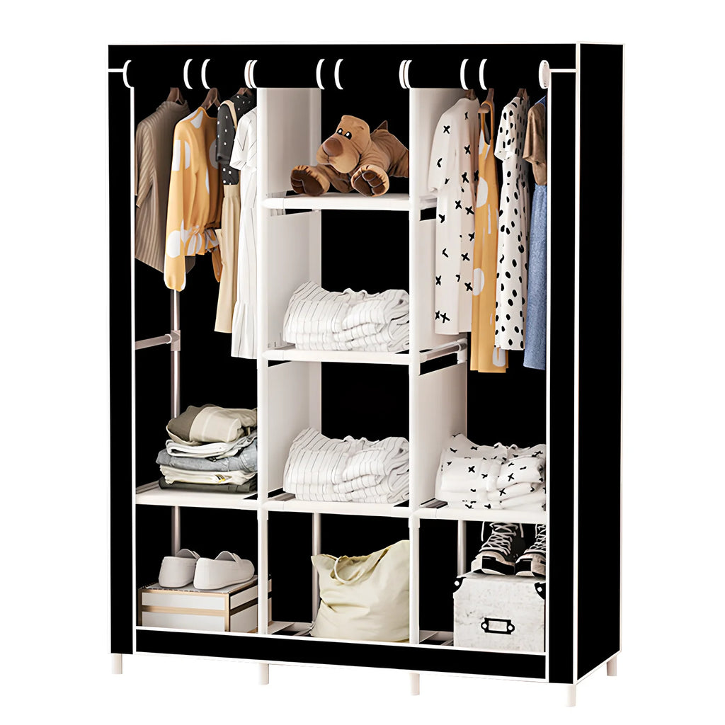 Canvas Wardrobe Clothes Closet Organizer Portable Storage Cupboard for Bedroom  128*45*170cm Fabric Closet