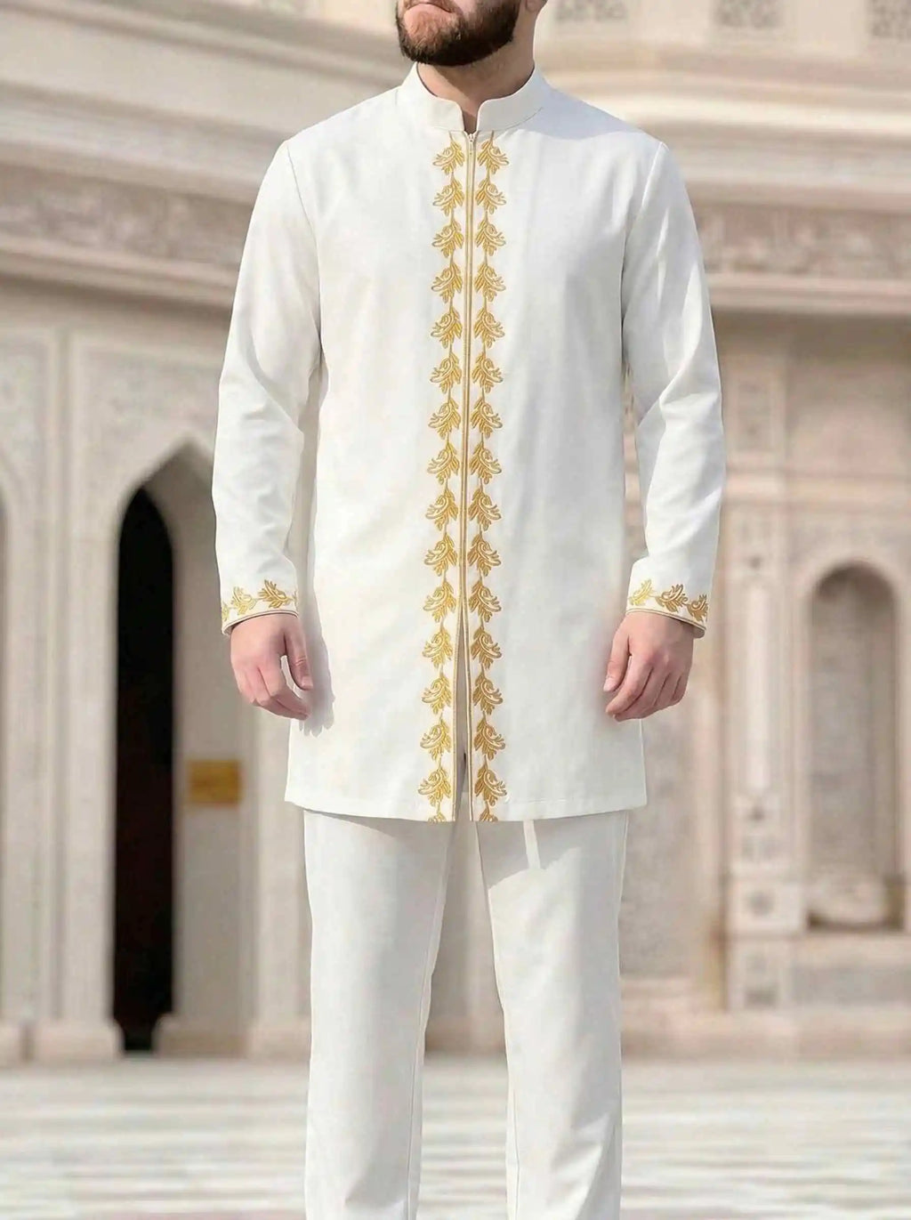 2025 New Elegant Men's Suit African Style Kaftan Embroidery Casual 2 Piece Suit Festive Wedding Traditional Men's Clothing