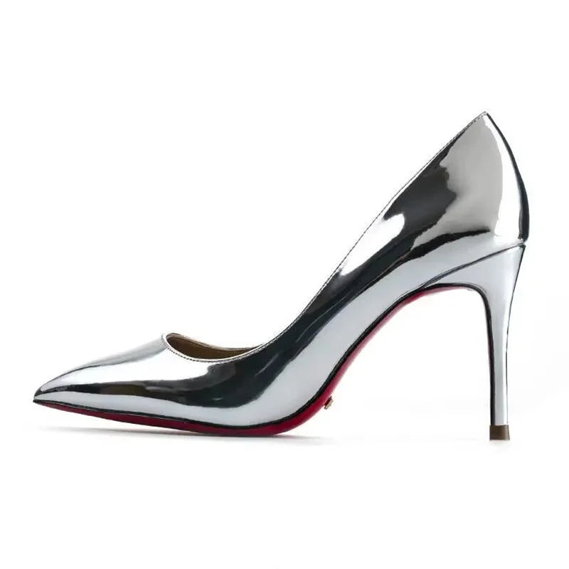Dress Party Wedding High Heels Plus Size 35-44 Sexy Nude Red Shoes Rubber Bottom Pointed Toe Shallow Women Pumps