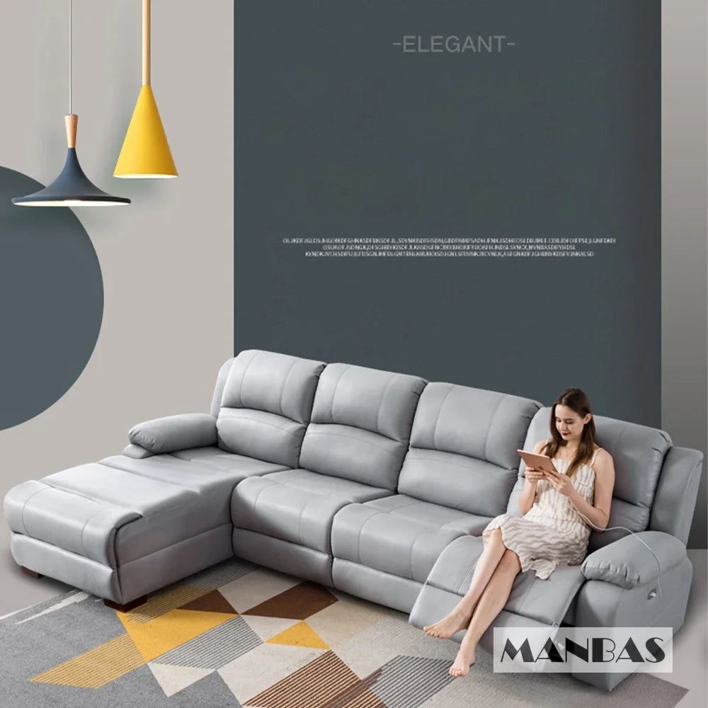 Genuine Leather Manual Electric Recliner Sofa Theater Power Reclining Couch Living Room Cinema Sofas Seating Room Furniture