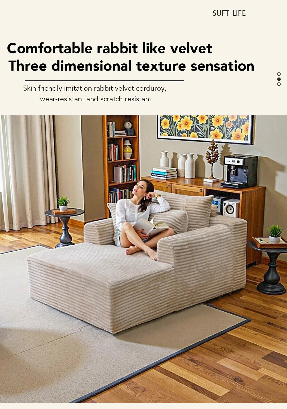 SINGLE SOFA BED, LAZY LOUNGE CHAIR SOFA WITH TWO PILLOWS AND CLOUD ARMRESTS, ULTRA SOFT SEAT CUSHION BONELESS SOFA, FREE INSTALLATION LIVING ROOM SOFA, HOME FURNITURE THAT CAN BE RECLINED OR SEATED, SUITABLE FOR BEDROOMS, LOU
