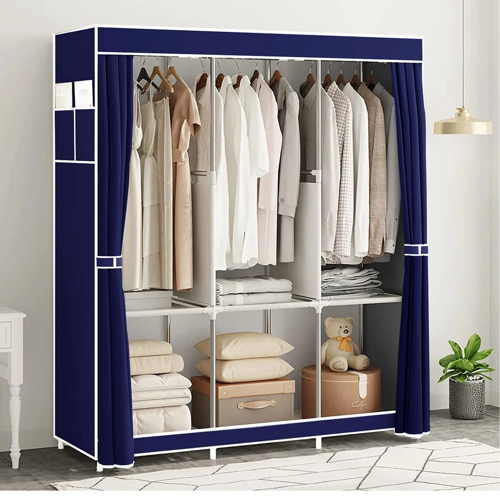 51-Inch Portable Closet Wardrobe 16mm Thick Pipe Clothing Storage Rack Organizer Non-Woven Fabric Cover for Bedroom Clothes Rail