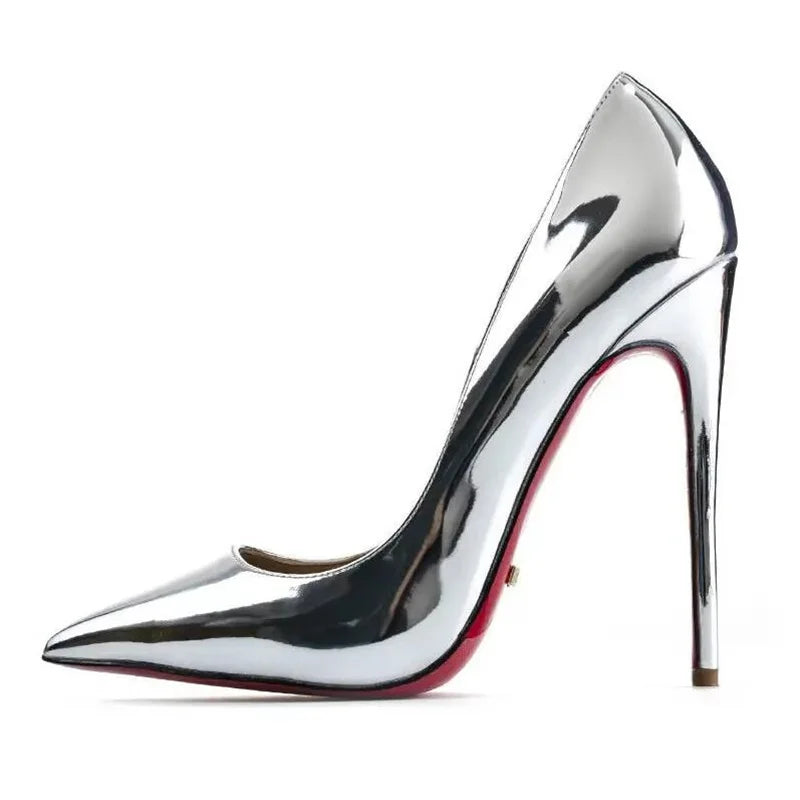 Dress Party Wedding High Heels Plus Size 35-44 Sexy Nude Red Shoes Rubber Bottom Pointed Toe Shallow Women Pumps