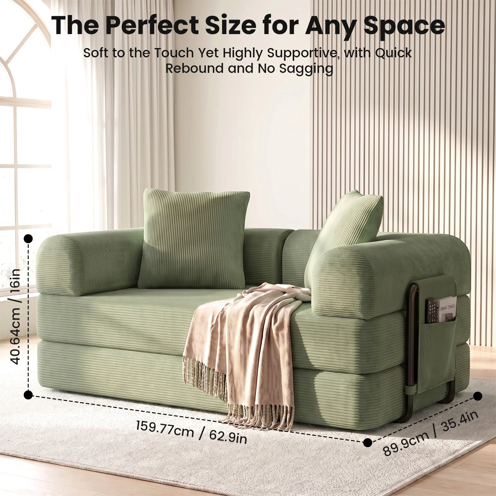 Foldable Sofa Bed - DIY Compressed Floor Sofa Multifunctional with Washable Cover for Living Room Apartment Bedroom