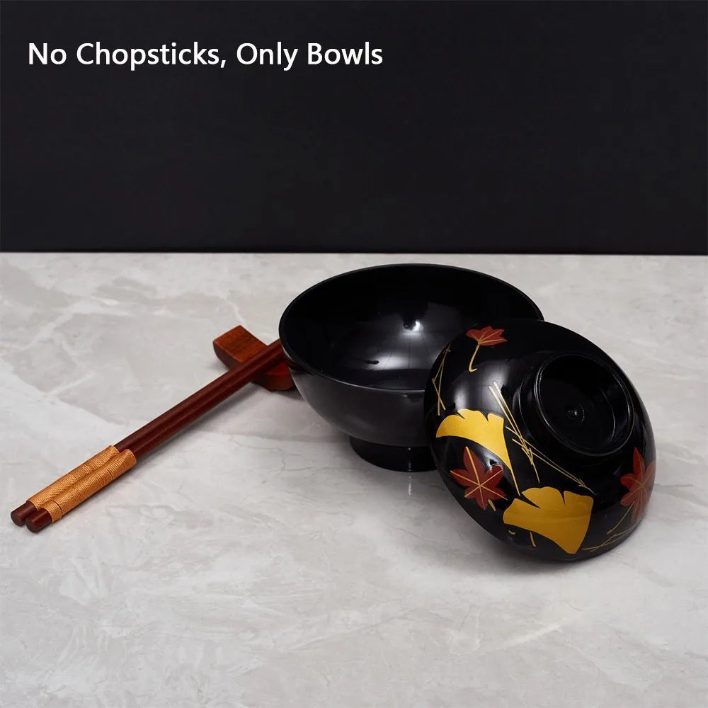 New With Lid Miso Soup Bowl Soup Container Double Color Japanese Rice Bowl Maple Leaf Japanese Flower Bowl Dining Accessories
