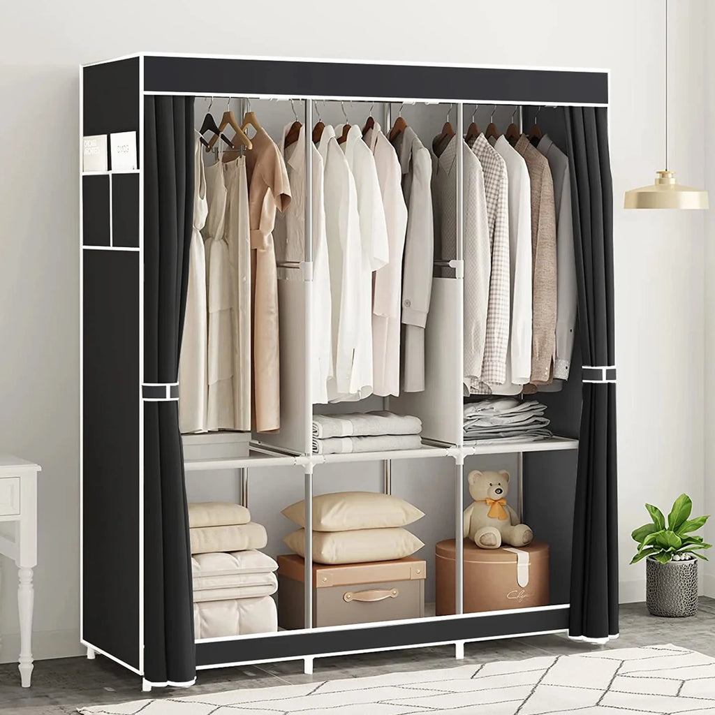51-Inch Portable Closet Wardrobe 16mm Thick Pipe Clothing Storage Rack Organizer Non-Woven Fabric Cover for Bedroom Clothes Rail