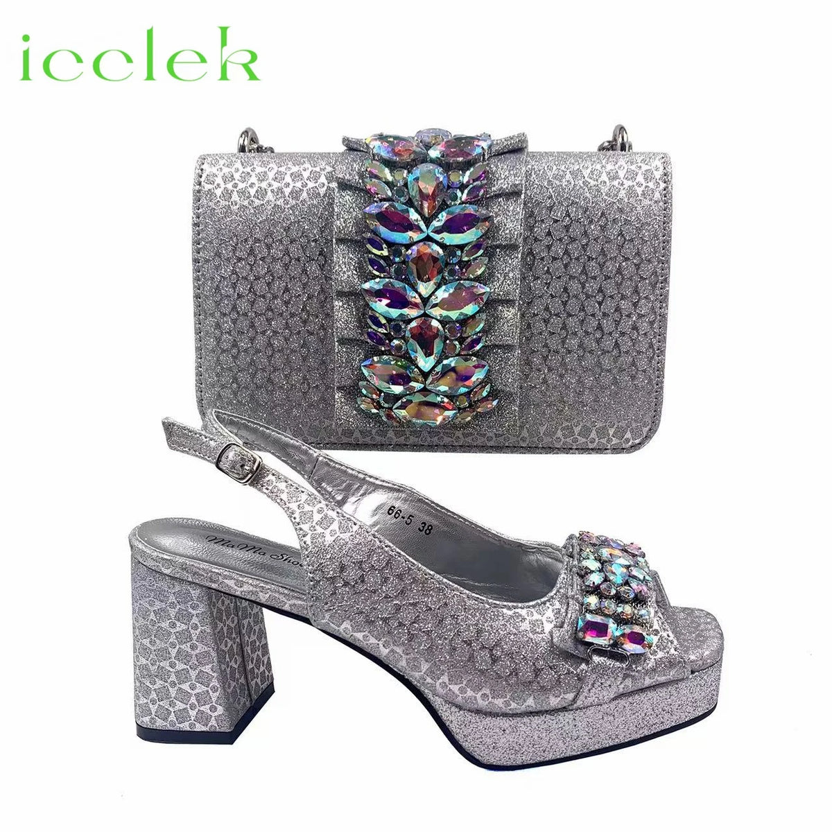 Orange Newest Italian Design Special Synthetic Fabrics Women's Matching Shoe and Bag Set High Heel for Weddings and Parties