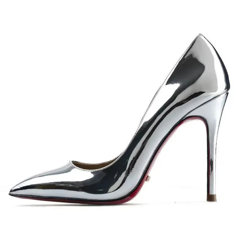 Dress Party Wedding High Heels Plus Size 35-44 Sexy Nude Red Shoes Rubber Bottom Pointed Toe Shallow Women Pumps