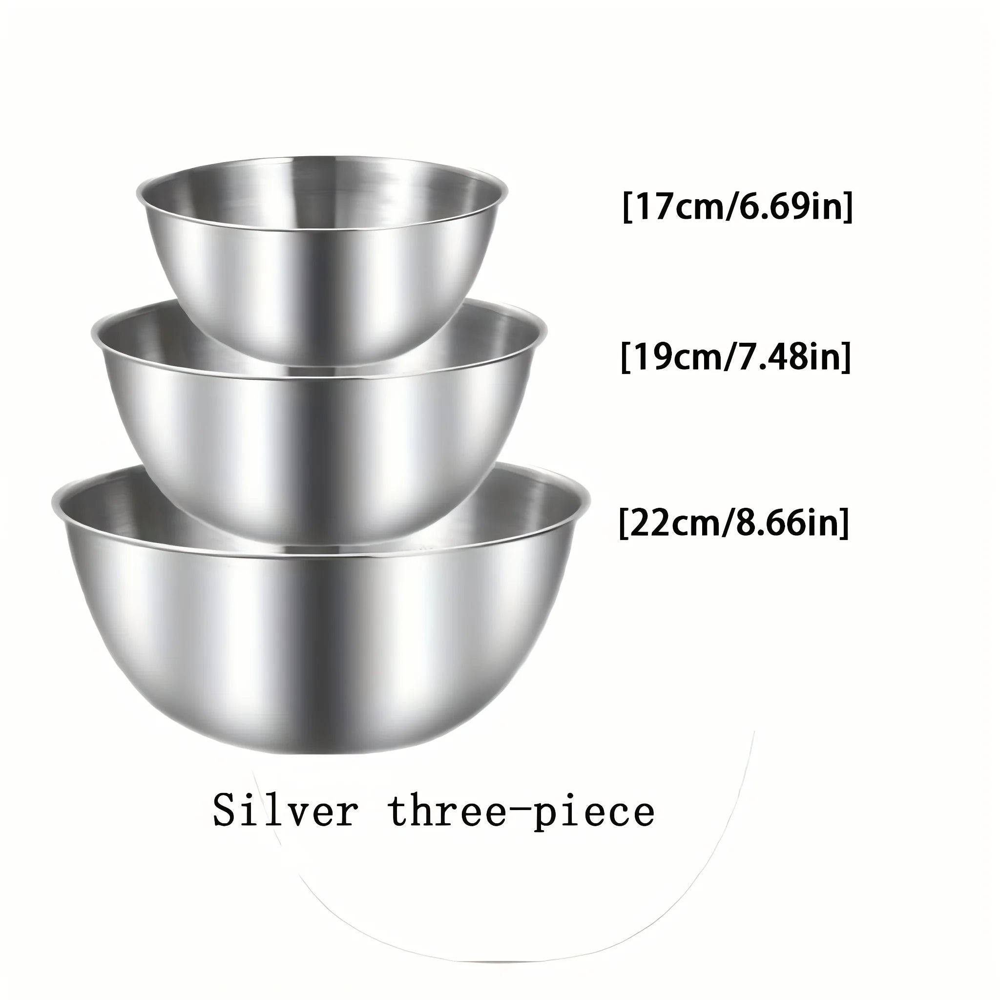 3Pcs Stainless Steel Mixing Bowls Set Large Salad Bowl Dough Kneading Kitchen Accessories Cocina Accesorios Home Items