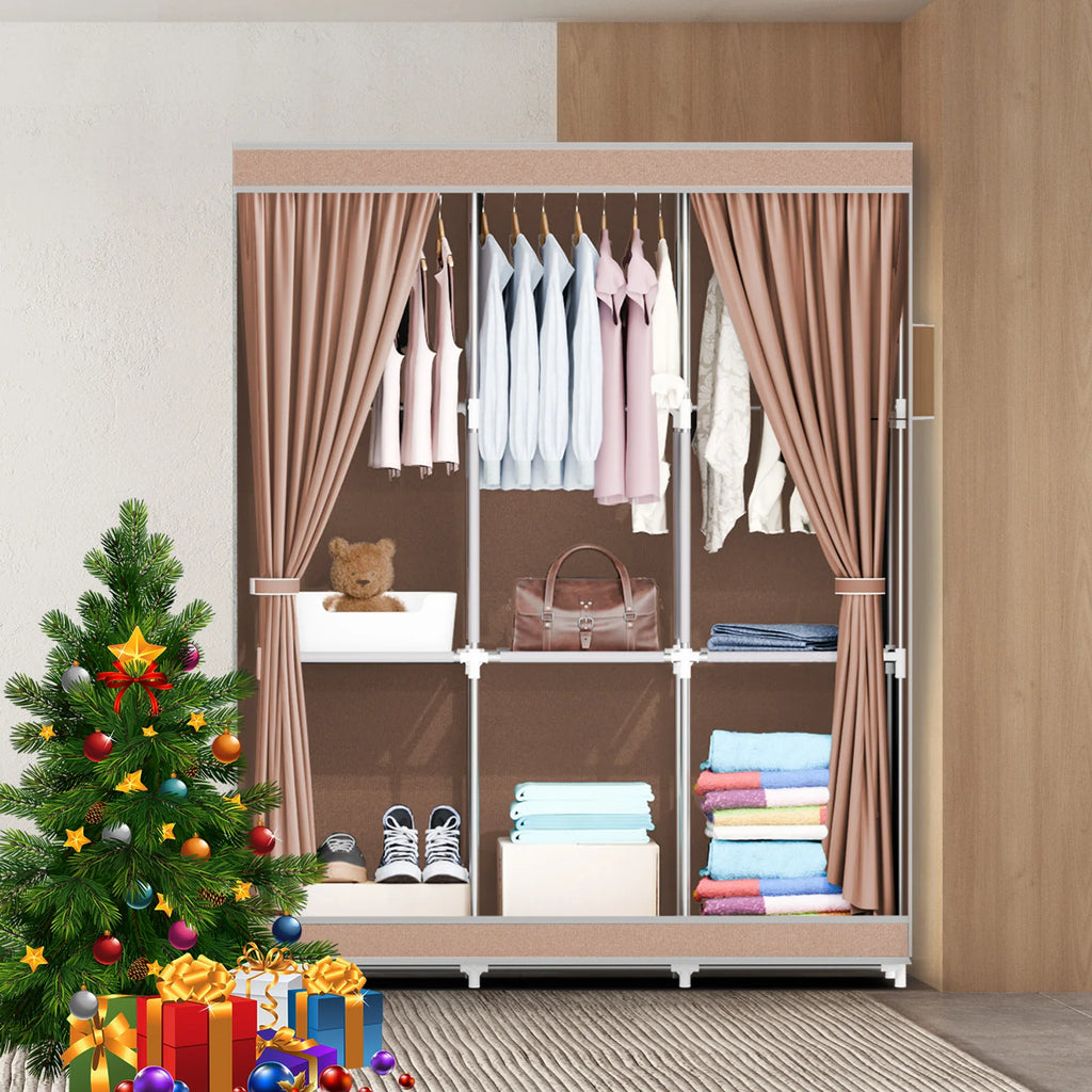 51-Inch Portable Closet Wardrobe 16mm Thick Pipe Clothing Storage Rack Organizer Non-Woven Fabric Cover for Bedroom Clothes Rail