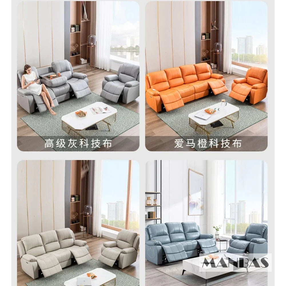 Genuine Leather Manual Electric Recliner Sofa Theater Power Reclining Couch Living Room Cinema Sofas Seating Room Furniture