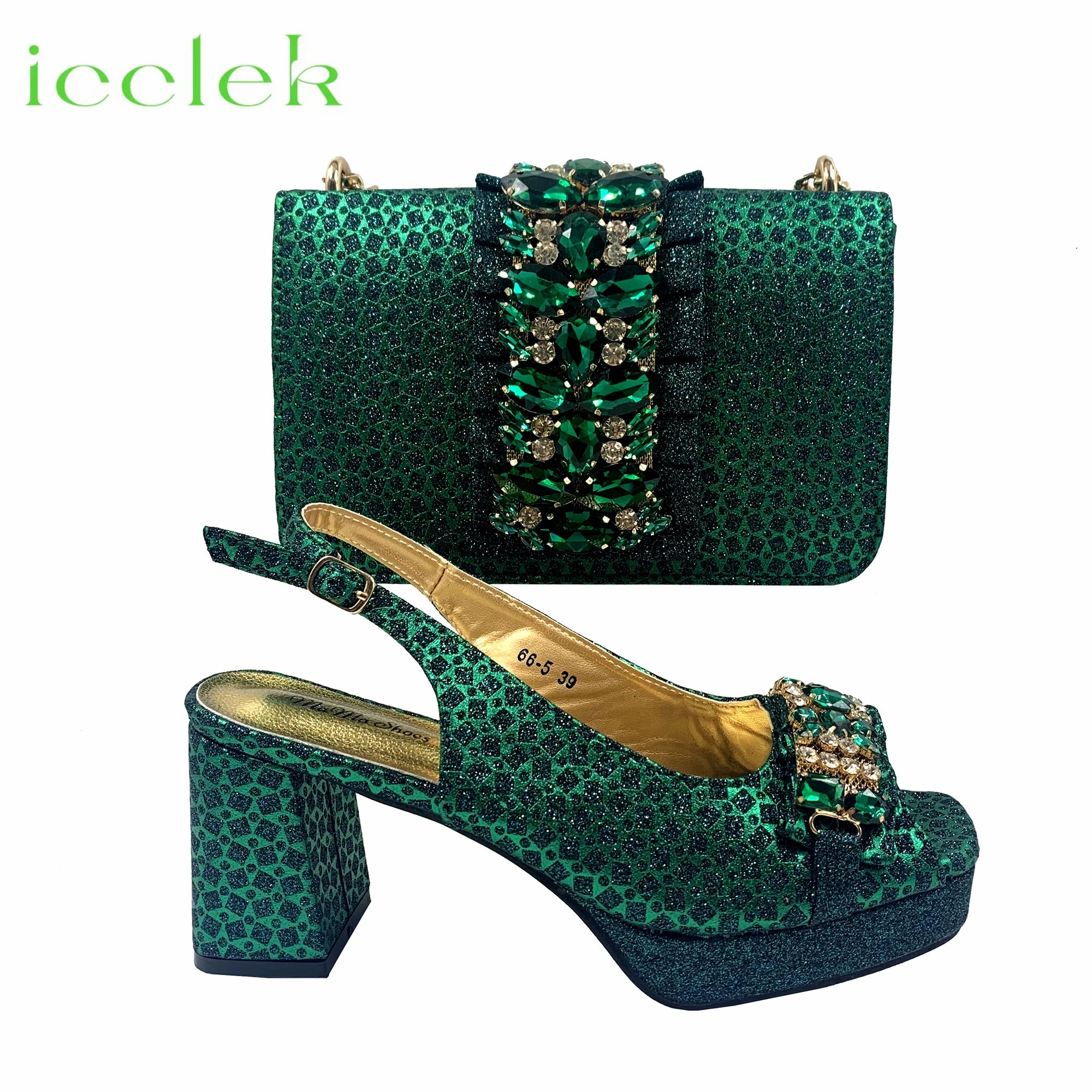 Orange Newest Italian Design Special Synthetic Fabrics Women's Matching Shoe and Bag Set High Heel for Weddings and Parties
