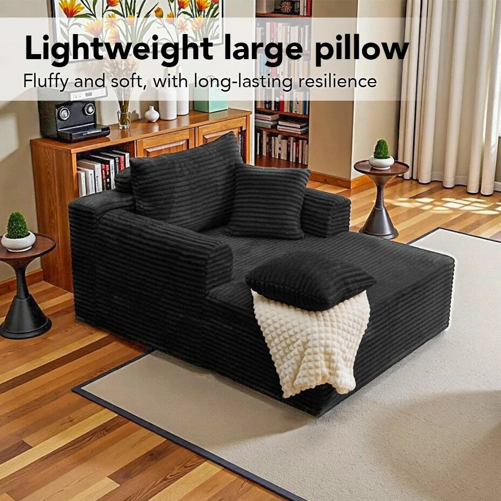 SINGLE SOFA BED, LAZY LOUNGE CHAIR SOFA WITH TWO PILLOWS AND CLOUD ARMRESTS, ULTRA SOFT SEAT CUSHION BONELESS SOFA, FREE INSTALLATION LIVING ROOM SOFA, HOME FURNITURE THAT CAN BE RECLINED OR SEATED, SUITABLE FOR BEDROOMS, LOU