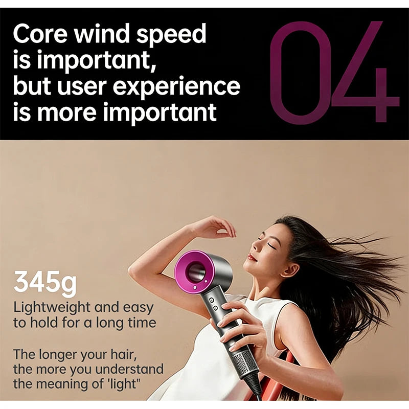 5 in 1 Professional Hair Dryer, with Hot and Cold Air Functionality - Lightweight and Thermostatic Styling Tool for Smooth Hair
