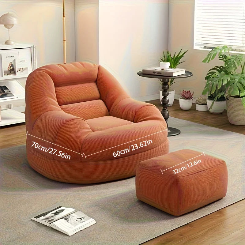 Lazy tatami sofa and footstool, single chair - perfect for bedroom, balcony, small space, living room or office rest,