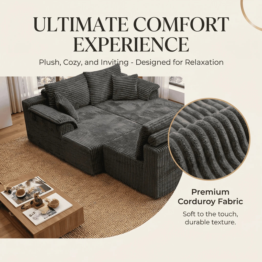 U-shaped Modular Canvas Sofa - Modern Living Room Design - Comfortable - No Assembly Required - Frameless Combination Sofa