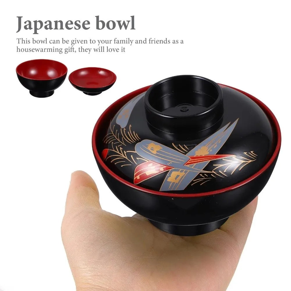 New With Lid Miso Soup Bowl Soup Container Double Color Japanese Rice Bowl Maple Leaf Japanese Flower Bowl Dining Accessories