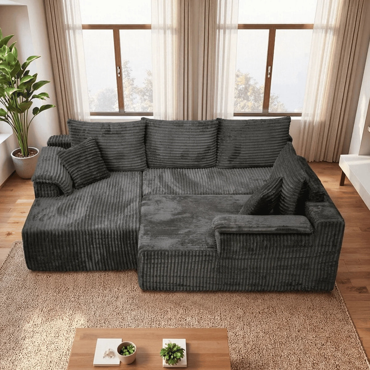 U-shaped Modular Canvas Sofa - Modern Living Room Design - Comfortable - No Assembly Required - Frameless Combination Sofa
