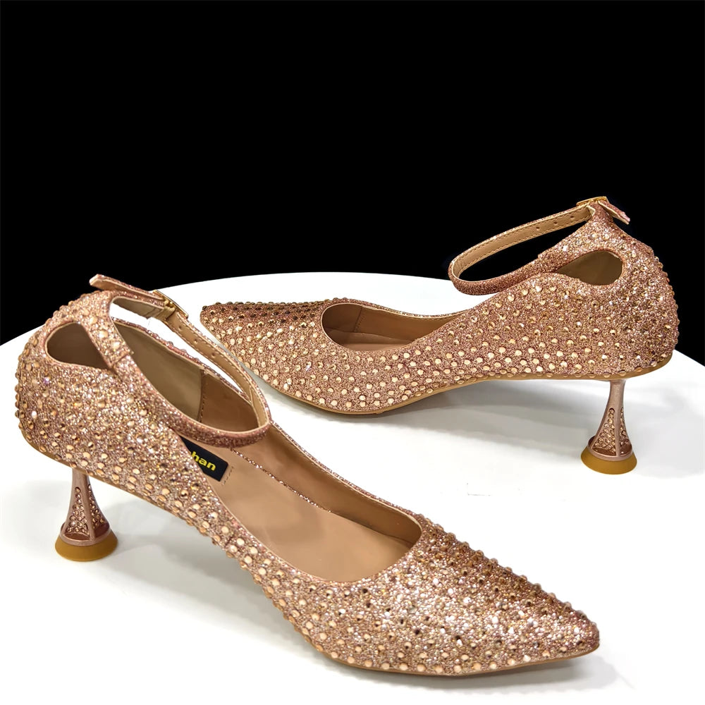 Elegant Light Purple Women's Heels & Handbag Set - Rhinestone-Embellished Shoes for Weddings & Special Occasions - 2026