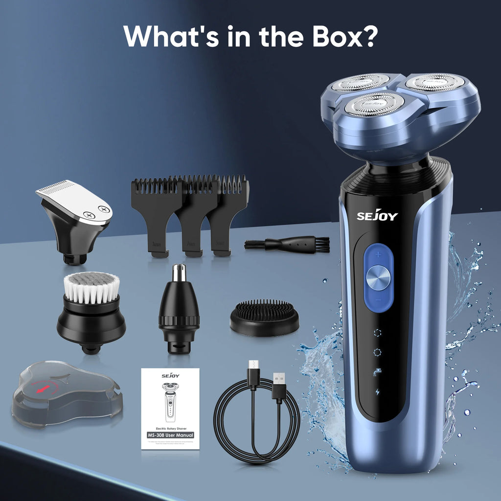 SEJOY Electric Shaver for Men,3D Floating Cutter Head ,Portable Men Beard Hair Trimmer Clipper,Nose Hair Scissors,Rechargeable