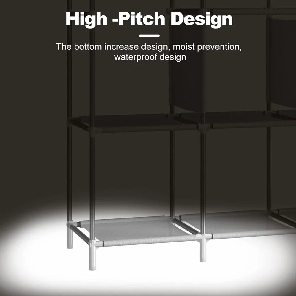 Canvas Wardrobe Clothes Closet Organizer Portable Storage Cupboard for Bedroom  128*45*170cm Fabric Closet