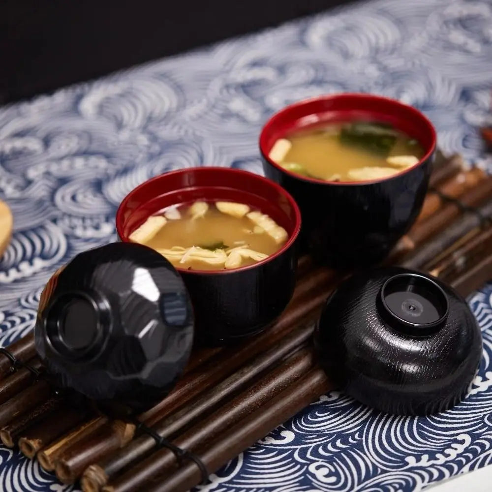 New With Lid Miso Soup Bowl Soup Container Double Color Japanese Rice Bowl Maple Leaf Japanese Flower Bowl Dining Accessories