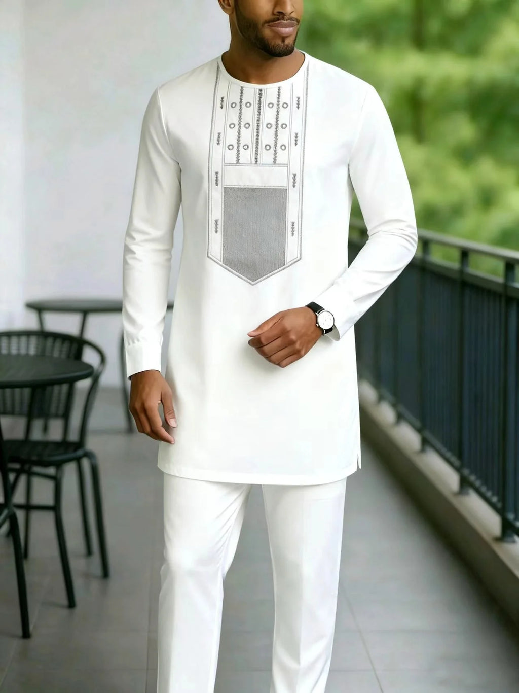 2025 New Elegant Men's Suit African Style Kaftan Embroidery Casual 2 Piece Suit Festive Wedding Traditional Men's Clothing