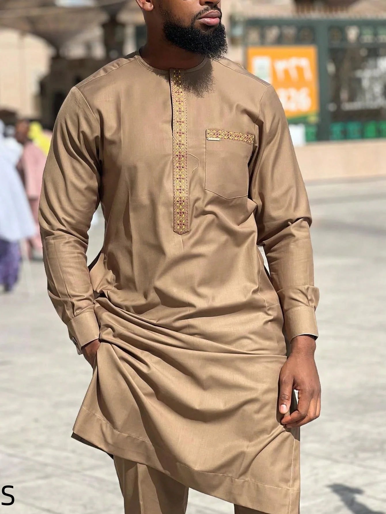 2025 New Elegant Men's Suit African Style Kaftan Embroidery Casual 2 Piece Suit Festive Wedding Traditional Men's Clothing
