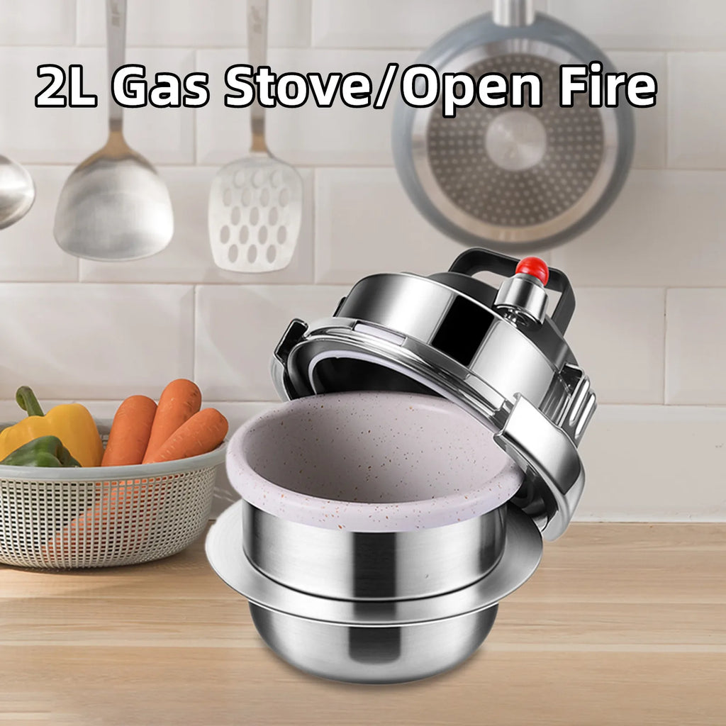 2L Non-Stick Stainless Steel Pressure Cooker Cookware Outdoor Portable Micro Pressure Cooker Gas Stove/Open Fire Pressure Cooker