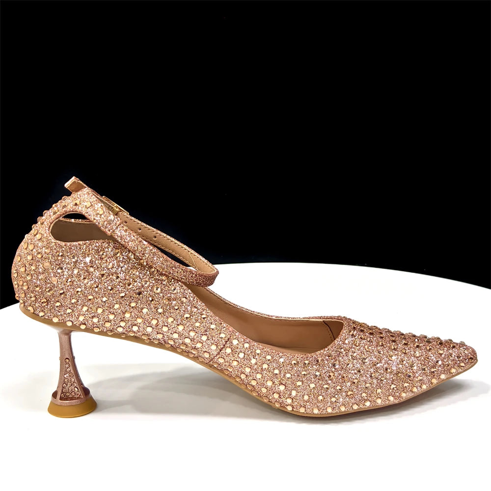 Elegant Light Purple Women's Heels & Handbag Set - Rhinestone-Embellished Shoes for Weddings & Special Occasions - 2026