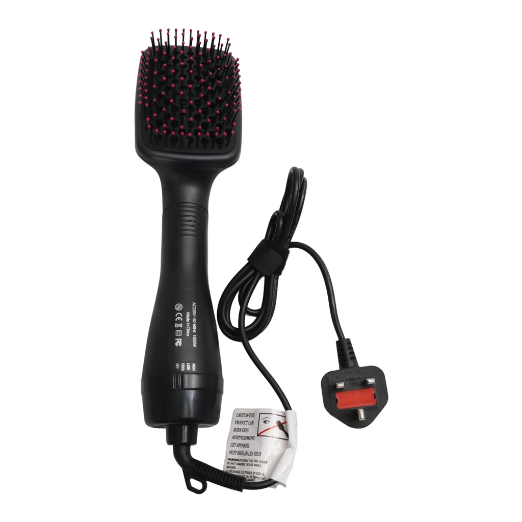 One-Step Hair Dryer and Styler, 1000W Hot Air Hair Straightener Brush, 3-in-1 Hair Drying & Straightening Brush with Adjustable Temperature, Black (UK Plug)