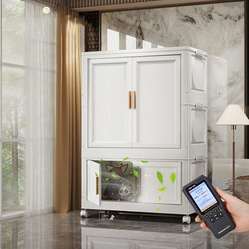 Multi-Layer Folding Storage Cabinet Double Door Wardrobe Closet Large Capacity Organizer Bins Stratification Shelf Containers