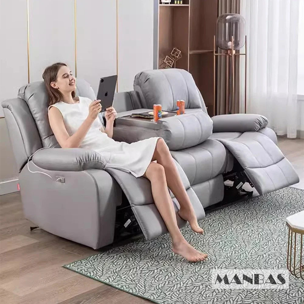 Genuine Leather Manual Electric Recliner Sofa Theater Power Reclining Couch Living Room Cinema Sofas Seating Room Furniture