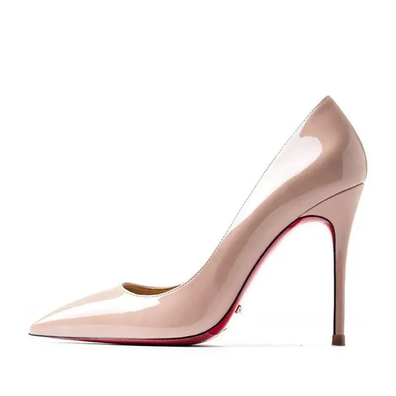 Dress Party Wedding High Heels Plus Size 35-44 Sexy Nude Red Shoes Rubber Bottom Pointed Toe Shallow Women Pumps
