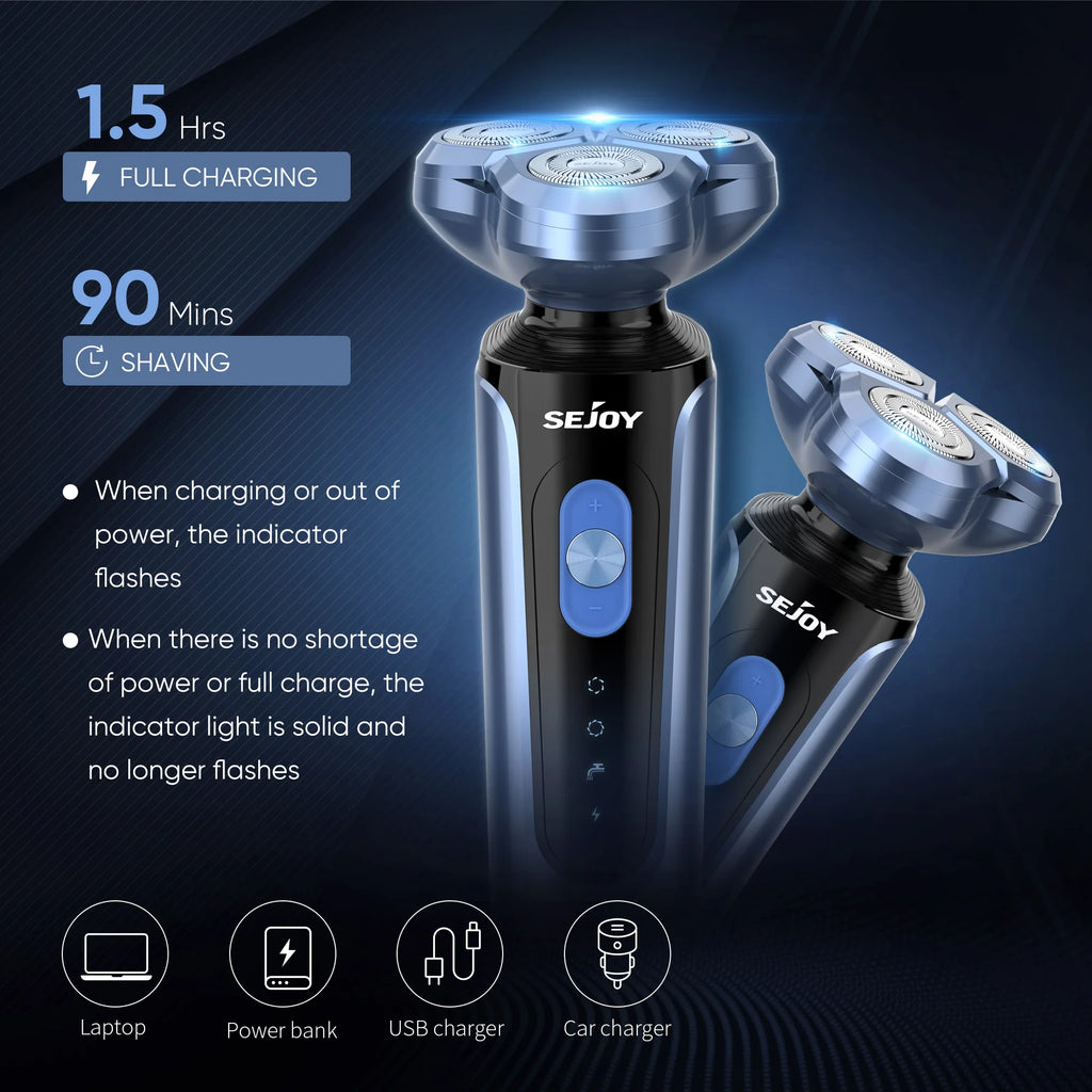 SEJOY Electric Shaver for Men,3D Floating Cutter Head ,Portable Men Beard Hair Trimmer Clipper,Nose Hair Scissors,Rechargeable
